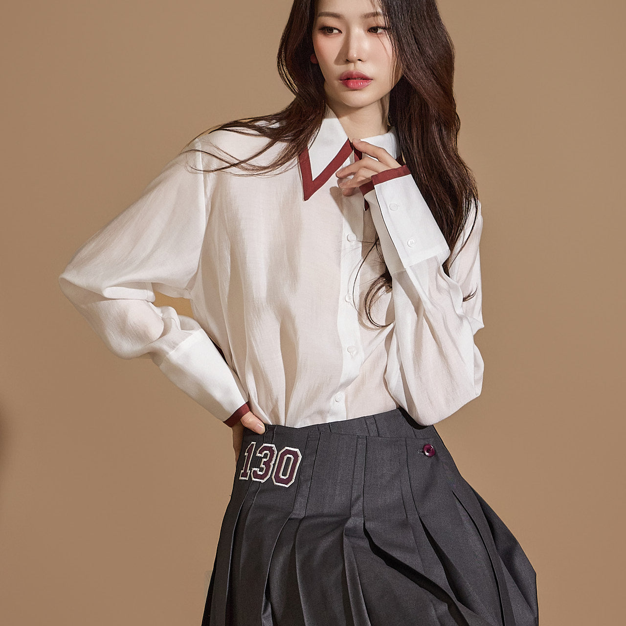 B2999 Color Edge Blouse - Image 2