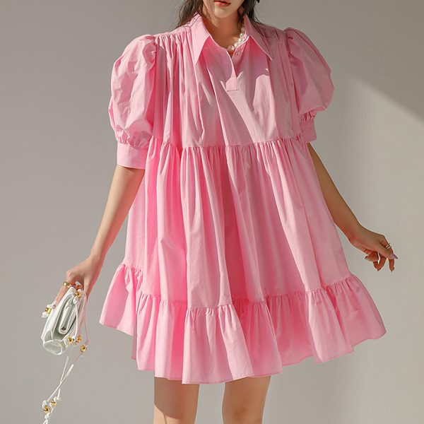 D4397 Big Balloon Sleeve Mini Dress