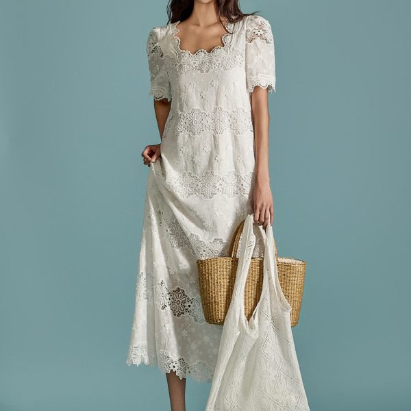 D5064 Embroidered Dress with Strap