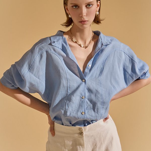 S554 Linen Pintuck Raglan Shirt