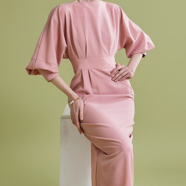 D4932 Boatneck Pintuck Dress