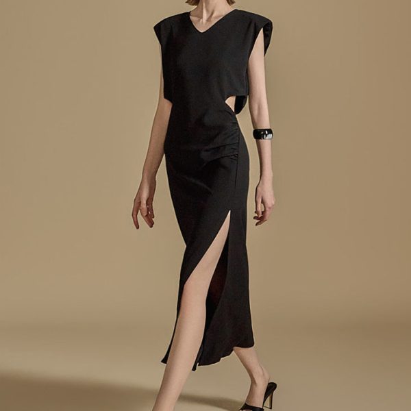 D5066 Cut-out Slit Dress