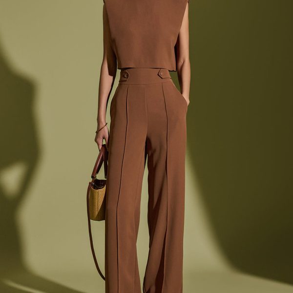 TP1902 Button Blouse and Slacks Set