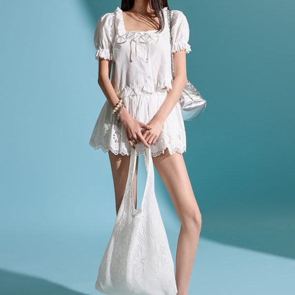 TP1899 Embroidered Blouse and Pants Sets
