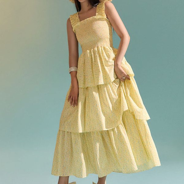 D4732 Floral Tiered Dress