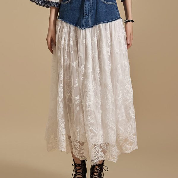 SK2788 Denim Lace Skirt