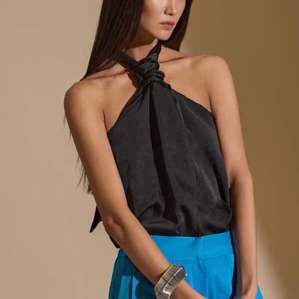 B9158 Halter Neck Twist Blouse
