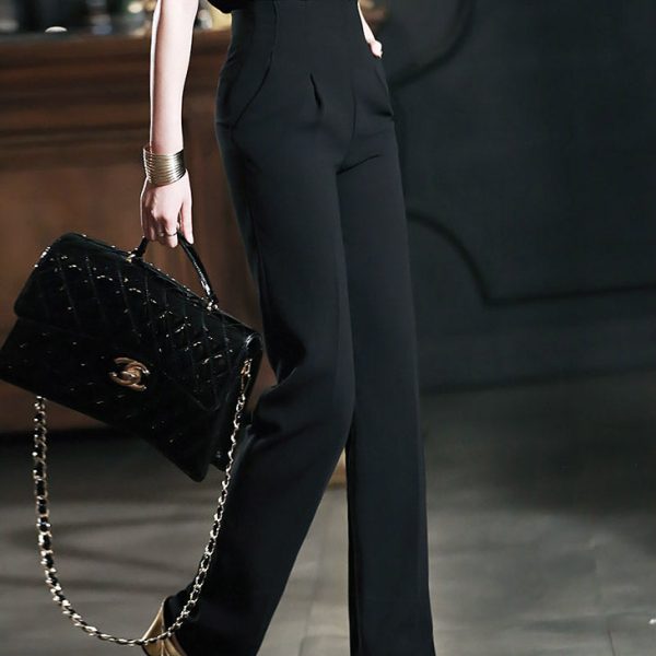 P1491 High-Waist Straight Long Slacks