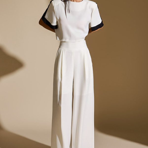 TP1921 Color Edge Blouse and Slacks Set